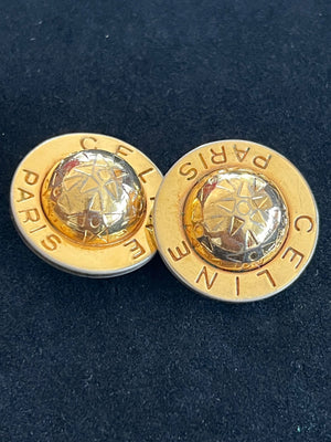 Boucles d'oreilles Céline Paris clips logo — vue 8 | Le Comptoir Vintage
