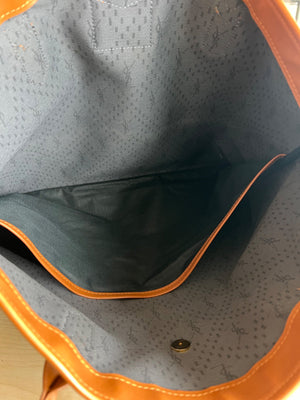 Yves Saint Laurent Tote bag toile tissée noire et garnitures camel — vue 8 | Le comptoir vintage