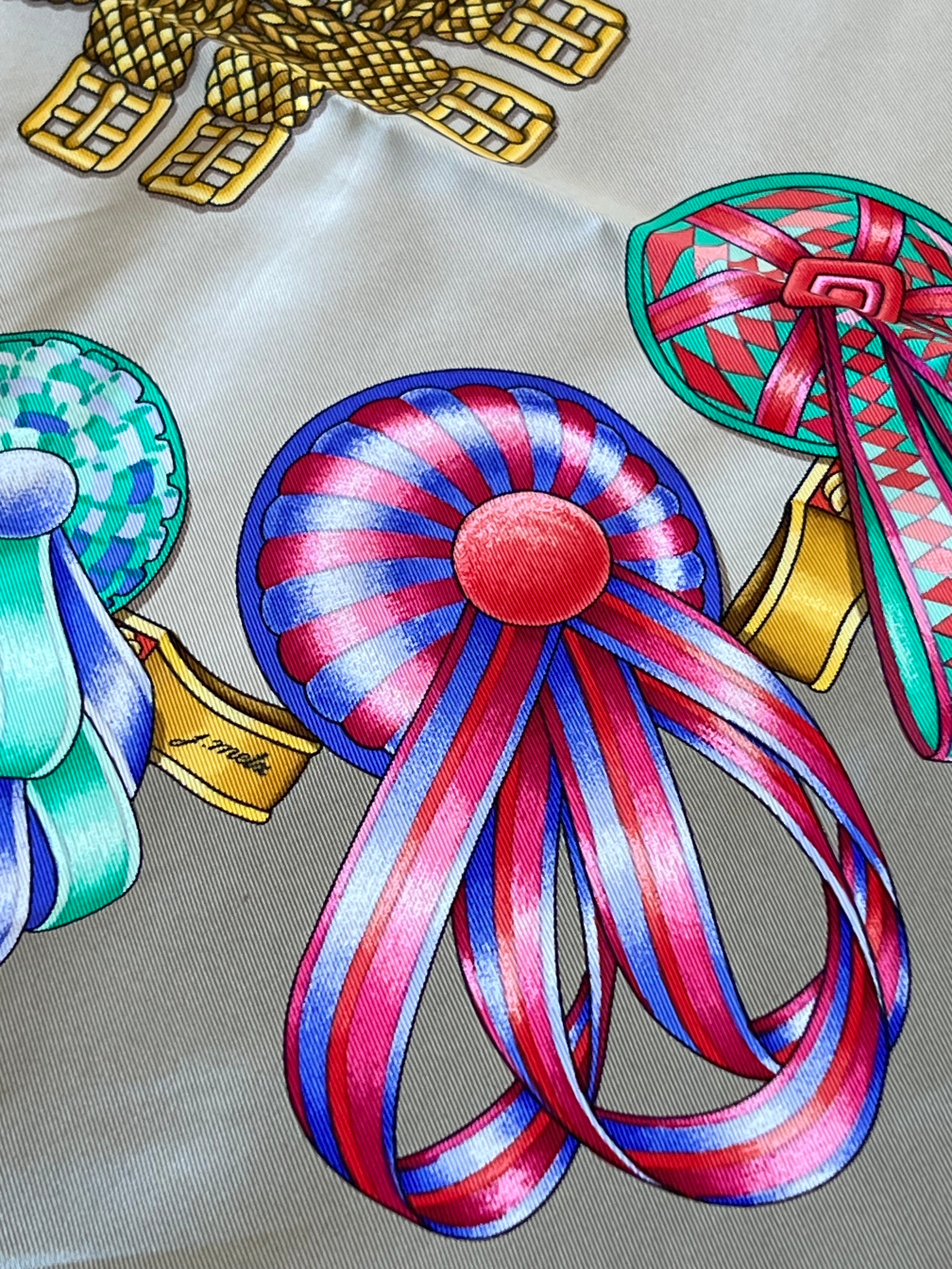 HERMES スカーフ LES RUBANS DU CHEVAL Hermès Les Rubans du Cheval silk scarf 90 cm | LCV