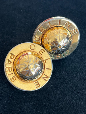 Boucles d'oreilles Céline Paris clips logo authentifiées — Le Comptoir Vintage