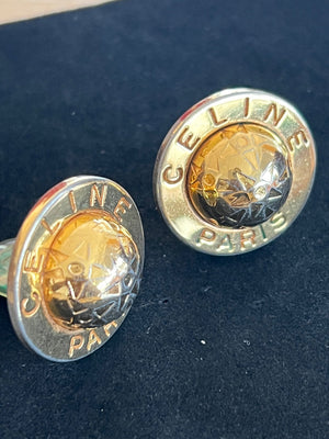 Boucles d'oreilles Céline Paris clips logo — vue 2 | Le Comptoir Vintage