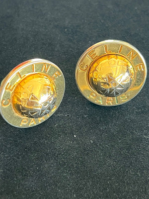 Boucles d'oreilles Céline Paris clips logo — vue 5 | Le Comptoir Vintage