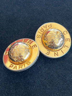 Boucles d'oreilles Céline Paris clips logo — vue 6 | Le Comptoir Vintage