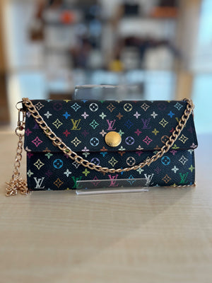 Louis Vuitton Portefeuille Sarah Monogram Murakami Noir avec chaîne amovible — vue 5 | Le comptoir vintage