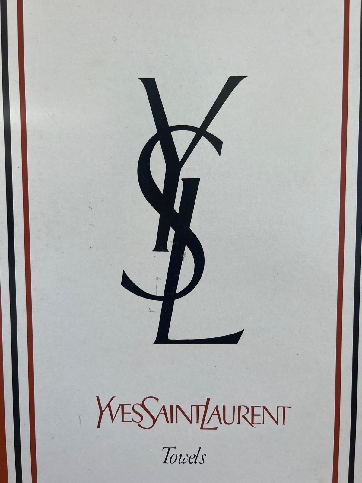 Yves Saint Laurent Serviette de bain drap de bain logo YSL turquoise et marine authentifié — Le comptoir vintage