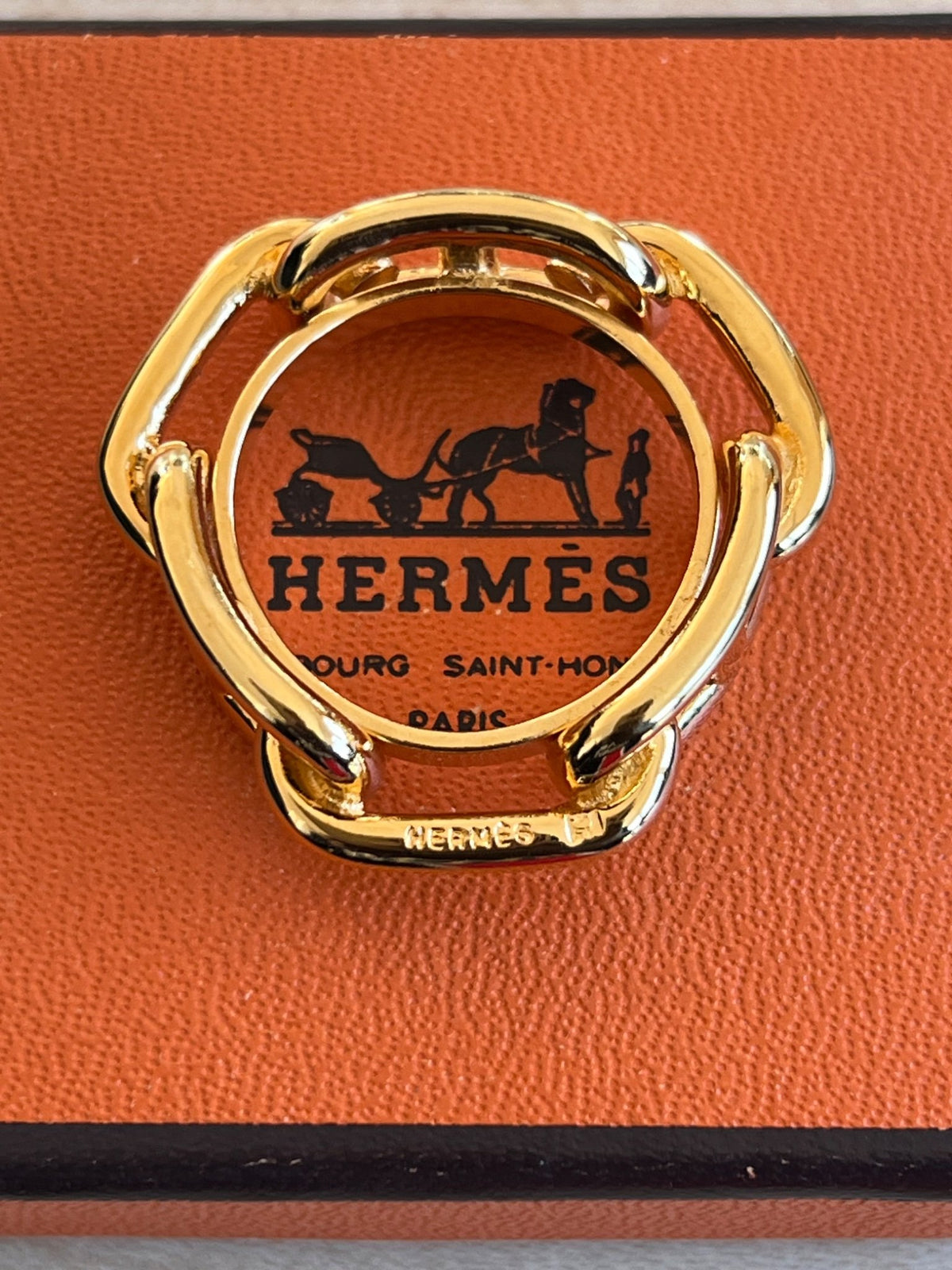 Hermès Anneau de Foulard Chaîne d'Ancre en Métal Doré authentifié — Le comptoir vintage