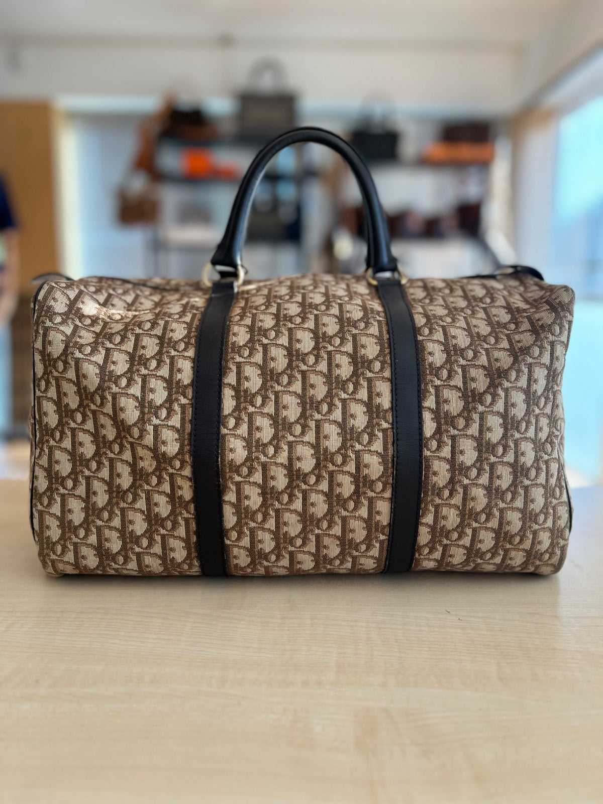 Dior Sac Boston Vintage Toile Oblique Trotter Monogram authentifié — Le comptoir vintage