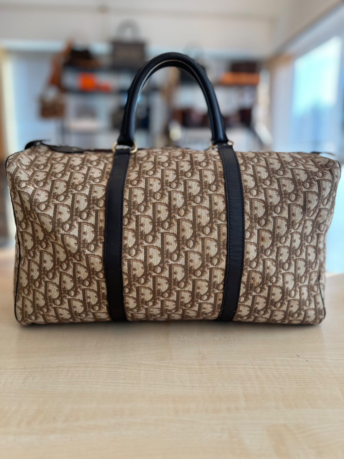 Dior Sac Boston Vintage Toile Oblique Trotter Monogram — vue 3 | Le comptoir vintage