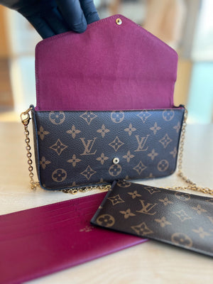 Louis Vuitton Pochette Félicie toile Monogram et doublure fuchsia — vue 10 | Le comptoir vintage