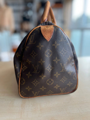 Louis Vuitton Sac Speedy 30 en toile enduite Monogram et cuir naturel — vue 5 | Le comptoir vintage