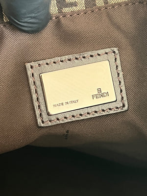 Fendi Tote bag Zucchino en toile jacquard marron foncé et gris — vue 5 | Le comptoir vintage