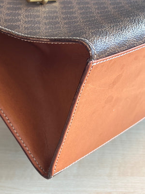 Celine Sac à main à rabat toile Macadam marron et cuir cognac — vue 5 | Le comptoir vintage