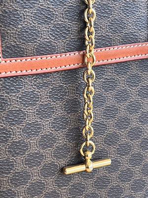 Celine Sac à main à rabat toile Macadam marron et cuir cognac — vue 8 | Le comptoir vintage