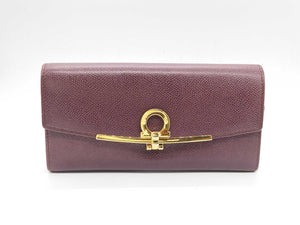 Salvatore Ferragamo Gancini Leather Long Wallet authentifié — Le comptoir vintage